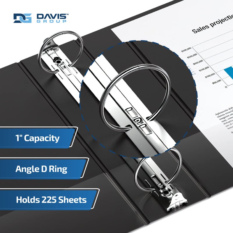 Davis Group Easyview Premium 1-Inch D-Ring Binders with Clear-View Covers, Spreadsheet-View Binders for School, Office, or Home, 11 Inches by 17 Inches, Pack of 2, 1", BlackD- - Image 2